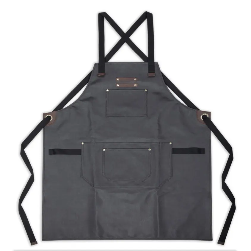 Tablier en toile enduite et cuir