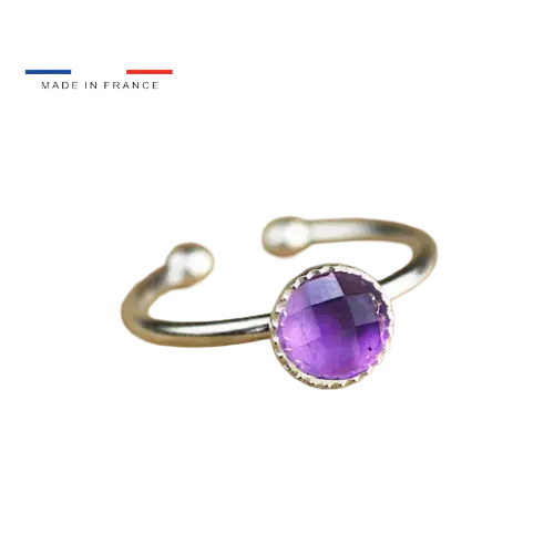 Bague ajustable en argent 925 et pierre naturelle