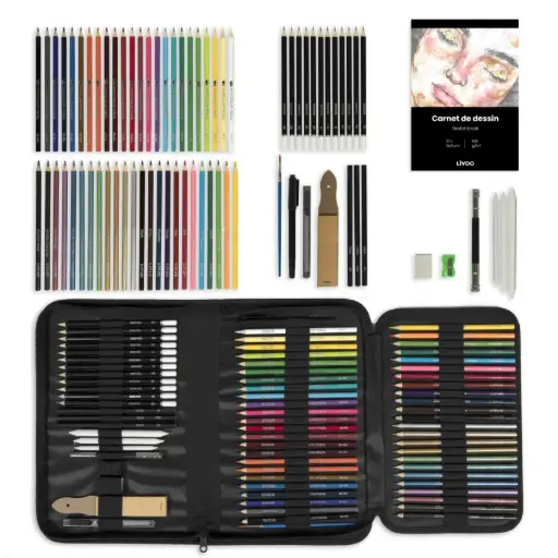 [LOI001] Kit de dessin 74 accessoires